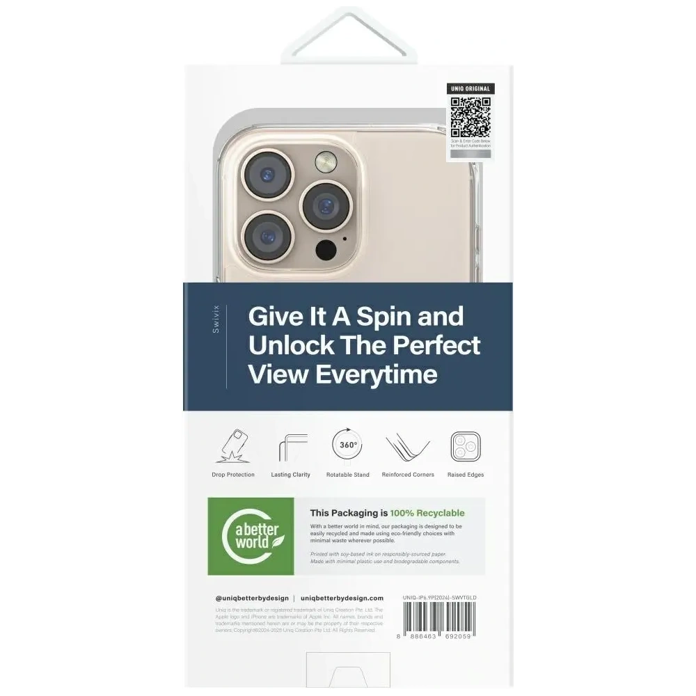 Hurtownia GSM - UNIQ Swivix Apple iPhone 16 Pro Max 360 fokos forgatható állvány arany - UNIQ1502 - {ean13} - Hurt