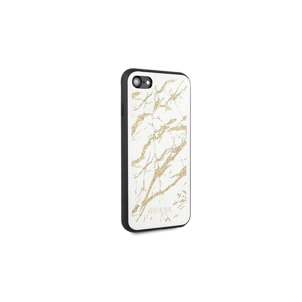 Hurtownia GSM - Etui Guess GUHCI8MGGWH Apple iPhone SE 2022/SE 2020/8/7 bílý/white tvrdý kryt Glitter Marble Glass - GUE504WHT - {ean13} - Hurt