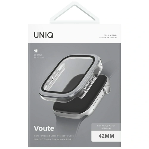 Etui UNIQ Voute do Apple Watch Series 10 42mm z szybką srebrny