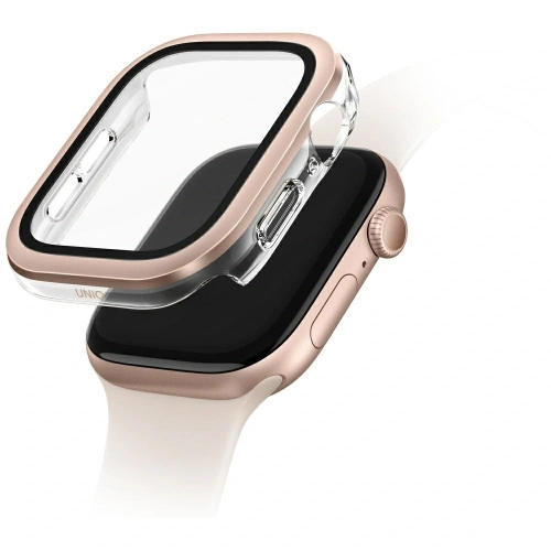 Etui UNIQ Voute do Apple Watch Series 10 46mm z szybką różowo-złoty