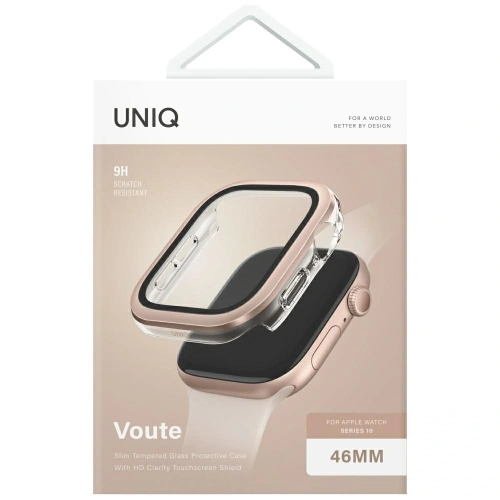 Etui UNIQ Voute do Apple Watch Series 10 46mm z szybką różowo-złoty