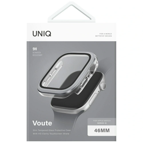 Etui UNIQ Voute do Apple Watch Series 10 46mm z szybką srebrny
