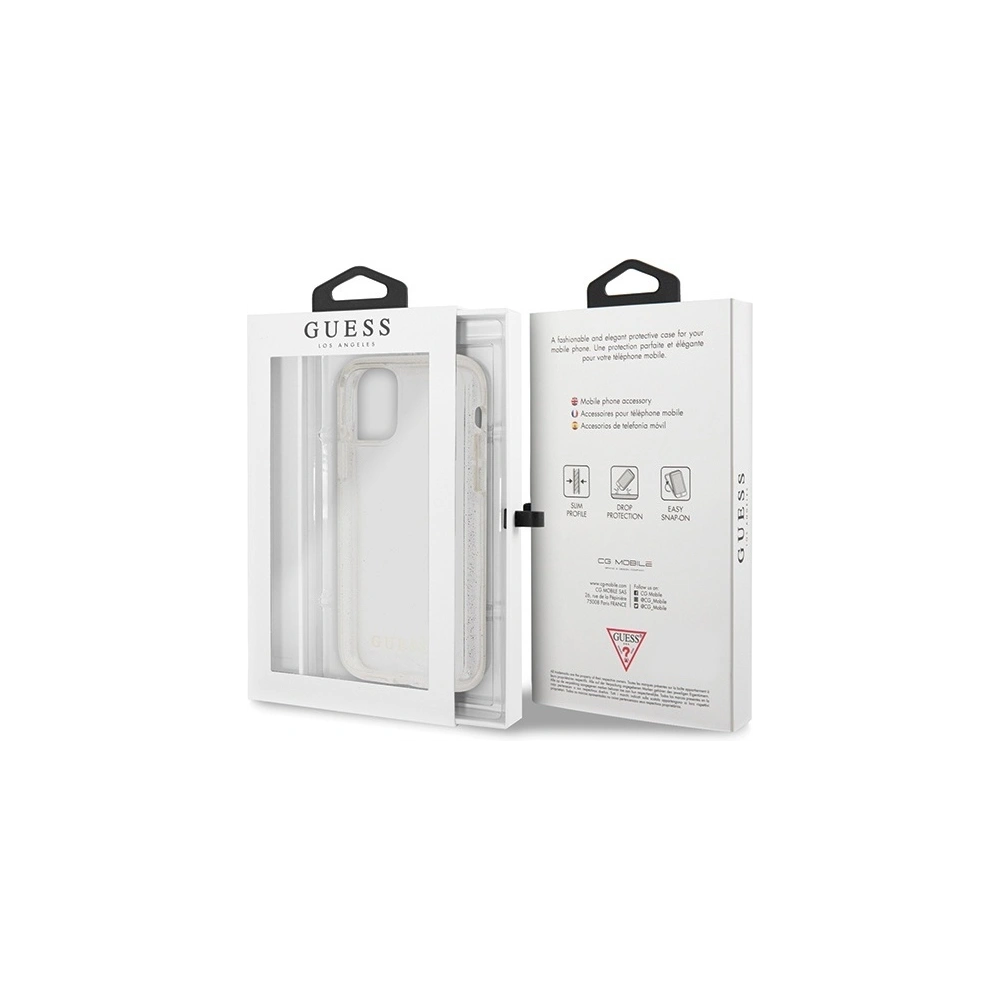 Hurtownia GSM - Case Guess GUHCN61PCGLSI Apple iPhone 11 silber/hard case Glitter - GUE514SLV - {ean13} - Hurt