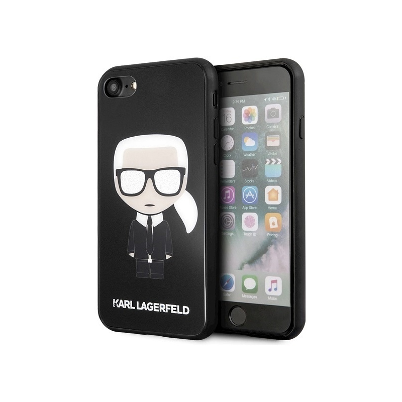 Karl Lagerfeld Distributor - 3700740444863 - KLD280BLK - Karl Lagerfeld KLHCI8DLFKBK Apple iPhone SE 2022/SE 2020/8/7 black hard case Iconic Karl Glitter - B2B homescreen