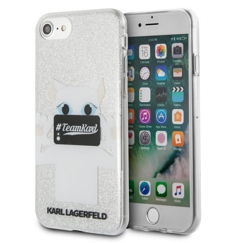 Karl Lagerfeld Distributor - 0190993008029 - KLD286SLV - Karl Lagerfeld KLHCP7TRKPCSG Apple iPhone SE 2022/SE 2020/8/7 silver Choupette Selfie Glitter - B2B homescreen