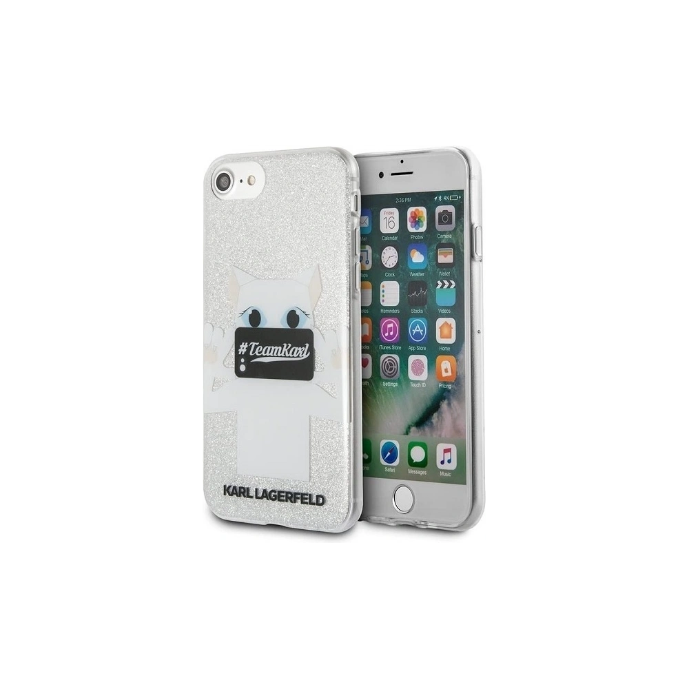 Hurtownia GSM - Etui Karl Lagerfeld KLHCP7TRKPCSG Apple iPhone SE 2022/SE 2020/8/7 srebrny/silver Choupette Selfie Glitter - KLD286SLV - {ean13} - Hurt