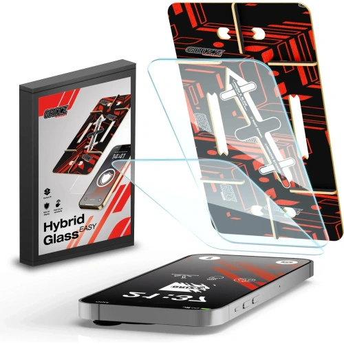 Szkło hybrydowe GrizzGlass HybridGlass Easy do Apple iPhone 16e / 14 / 13 / 13 Pro [2 PACK]
