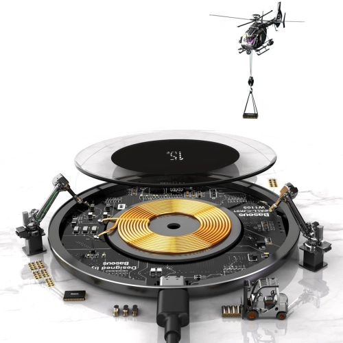 Bezprzewodowa ładowarka indukcyjna Baseus Simple, 15W (przezroczysta)