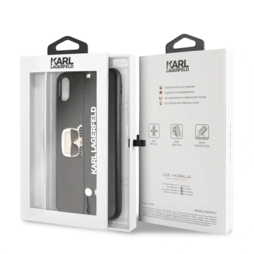 Etui Karl Lagerfeld KLHCI65HA2BK Apple iPhone XS Max hardcase czarny/black Iconic Hand Strap