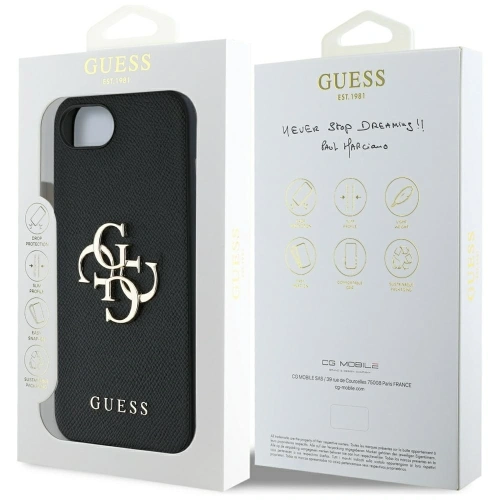 Etui Guess Grained Big 4G Logo Small Classic Logo do Apple iPhone 16e czarny
