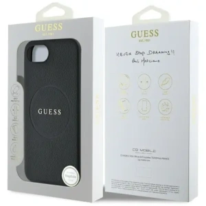 Wholesale Guess Grained Ring MagSafe Apple iPhone 16e black - GUE4469 - {ean13} - Hurt