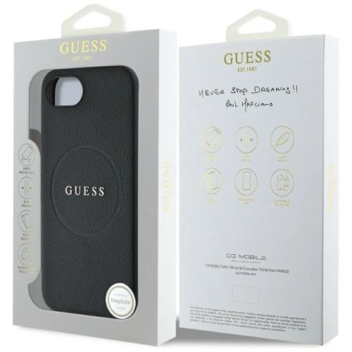 Etui Guess Grained Ring MagSafe do Apple iPhone 16e czarny