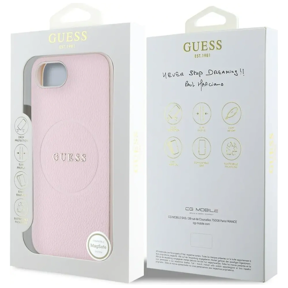Wholesale Guess Grained Ring MagSafe Apple iPhone 16e pink - GUE4470 - {ean13} - Hurt