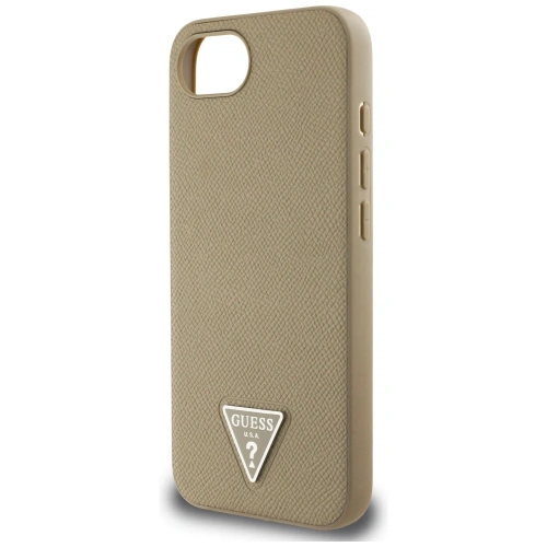 Etui Guess Grained Triangle MagSafe do Apple iPhone 16e brązowy