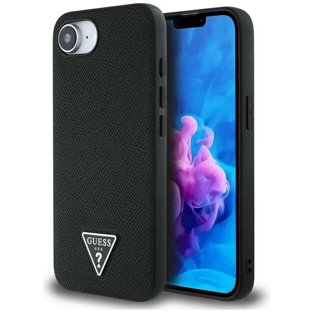 Wholesale Guess Grained Triangle MagSafe Apple iPhone 16e black - GUE4472 - {ean13} - Hurt