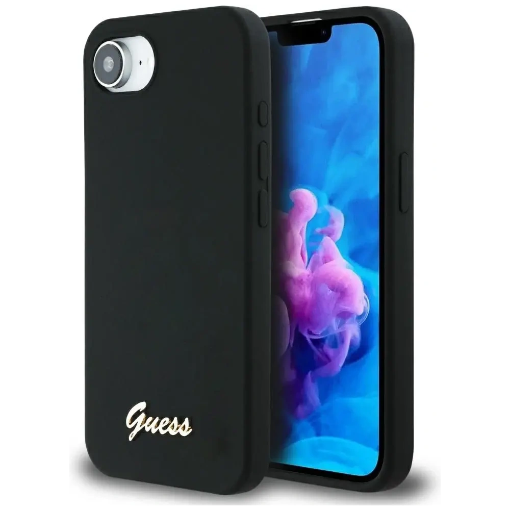 Wholesale Guess Silicone Script Metal Logo MagSafe Apple iPhone 16e black - GUE4473 - {ean13} - Hurt