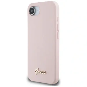 Wholesale Guess Silicone Script Metal Logo MagSafe Apple iPhone 16e pink - GUE4474 - {ean13} - Hurt