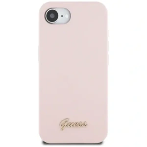 Wholesale Guess Silicone Script Metal Logo MagSafe Apple iPhone 16e pink - GUE4474 - {ean13} - Hurt