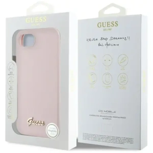 Wholesale Guess Silicone Script Metal Logo MagSafe Apple iPhone 16e pink - GUE4474 - {ean13} - Hurt