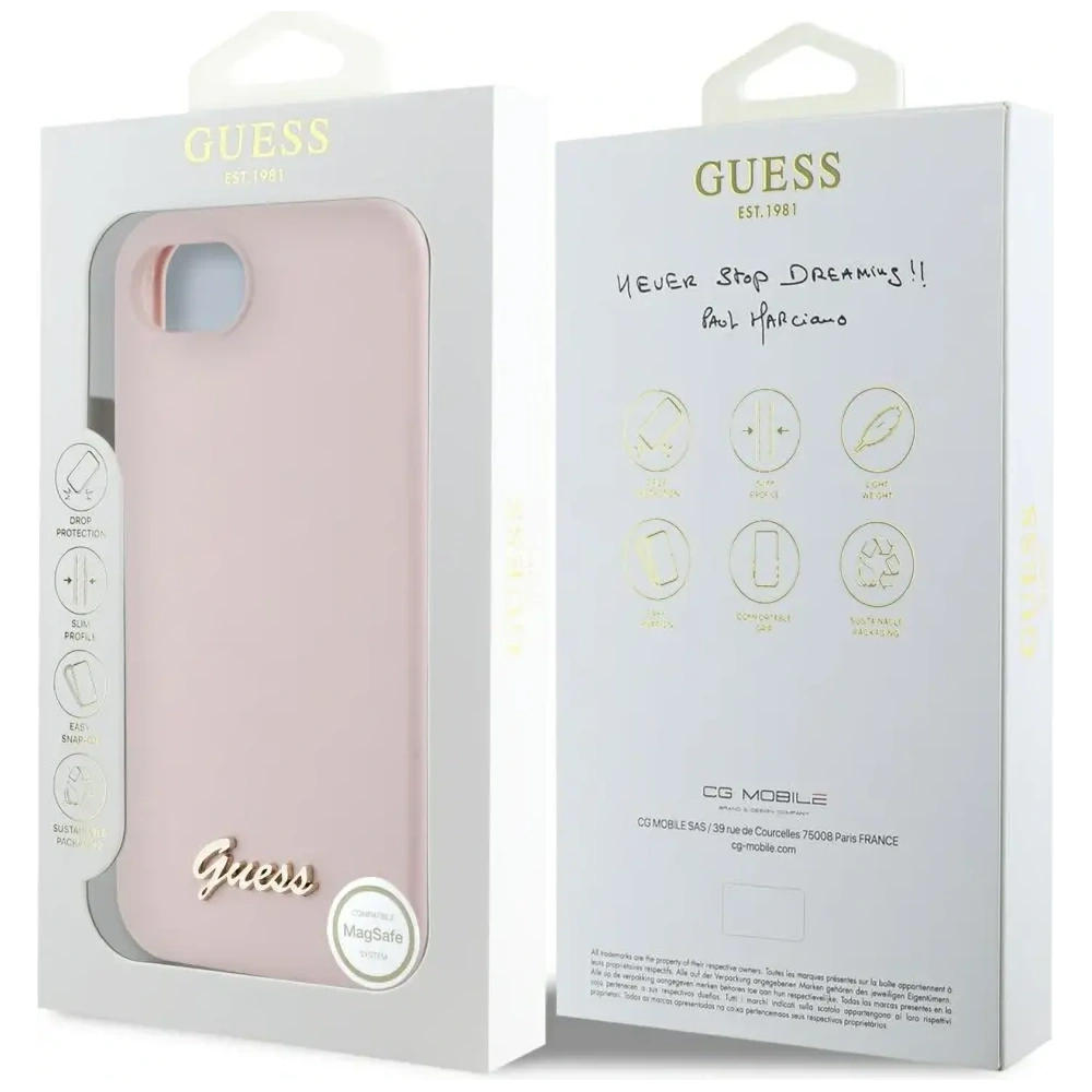 Hurtownia GSM - Guess Szilikon Betűs Fém Logó MagSafe Apple iPhone 16e rózsaszín - GUE4474 - {ean13} - Hurt