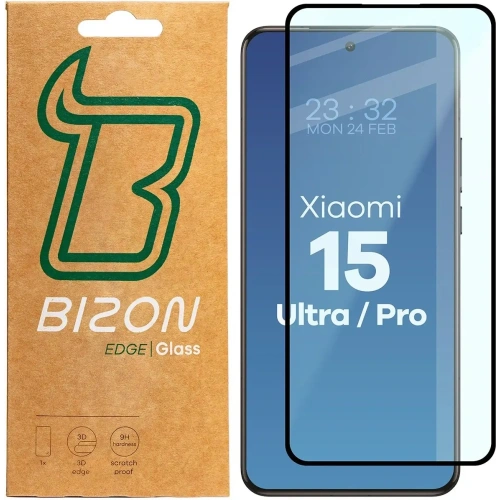 Szkło hartowane Bizon Glass Edge 3D do Xiaomi 15 Ultra / 15 Pro czarna ramka