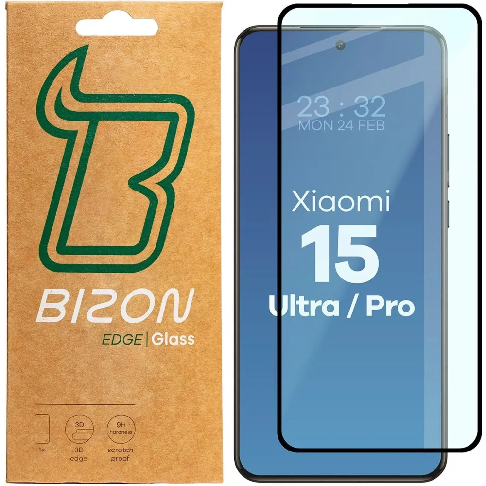 Hurtownia GSM - Bizon Glass Edge 3D Xiaomi 15 Ultra / 15 Pro cadru negru - BIZ8800 - {ean13} - Hurt