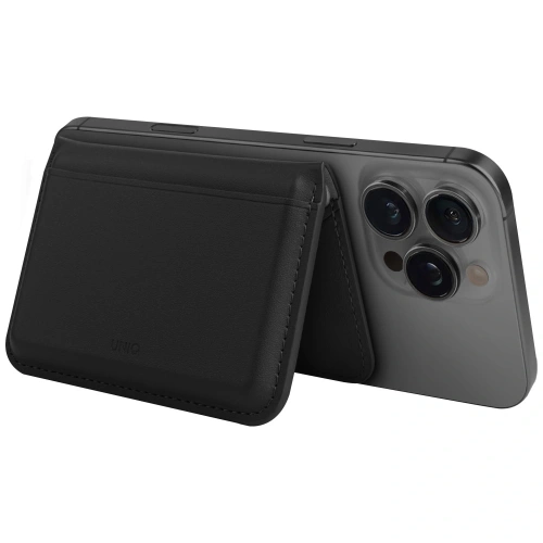 Magnetyczny portfel RFID UNIQ Lyden DS stojak na telefon czarny