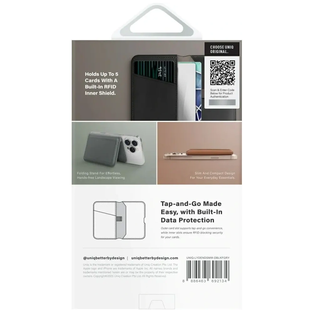Hurtownia GSM - UNIQ Lyden DS mágneses RFID pénztárca telefonállvány fekete - UNIQ1509 - {ean13} - Hurt