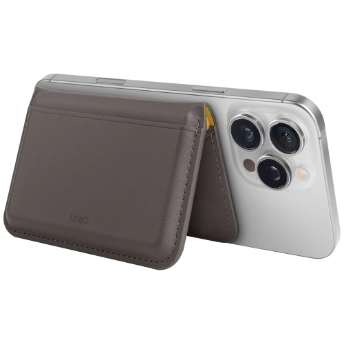 Magnetyczny portfel RFID UNIQ Lyden DS stojak na telefon szary