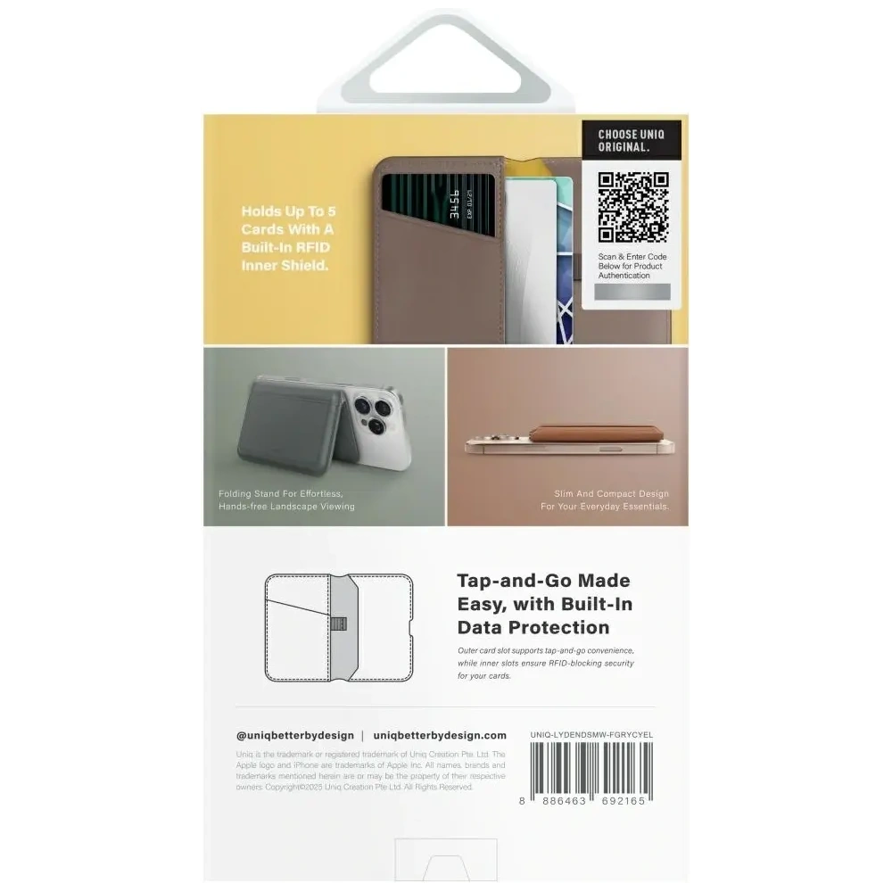 Wholesale UNIQ Lyden DS magnetic RFID wallet phone stand grey - UNIQ1511 - {ean13} - Hurt