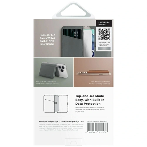 Magnetyczny portfel RFID UNIQ Lyden DS stojak na telefon zielony
