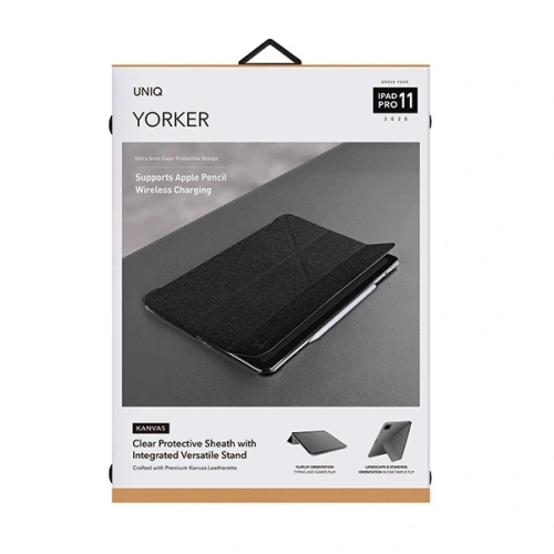 Etui UNIQ Yorker Kanvas Apple iPad Pro 11 2020 (2. generacji) czarny/obsidian knit black