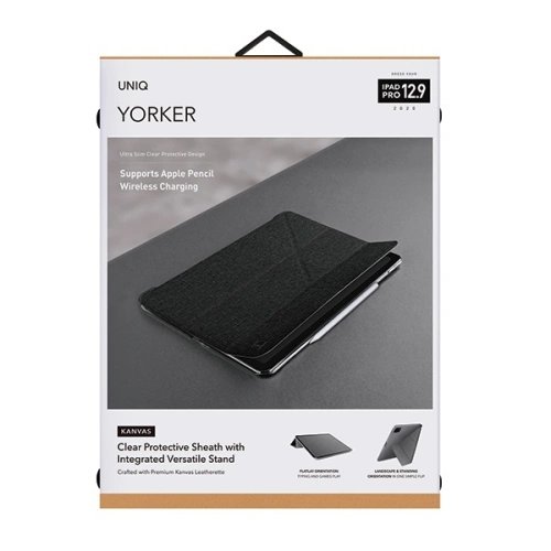 Etui UNIQ Yorker Kanvas Apple iPad Pro 12.9 2020 (4. generacji) czarny/obsidian knit black