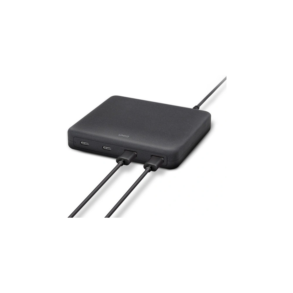 Hurtownia GSM - UNIQ Síťová nabíječka HUB Surge Mini 100W černá/uhlíková černá 2xUSB Quick Charge 3.0 + 2xUSB-C PD 3.0 (LITHOS Collective) - UNIQ229BLK - {ean13} - Hurt