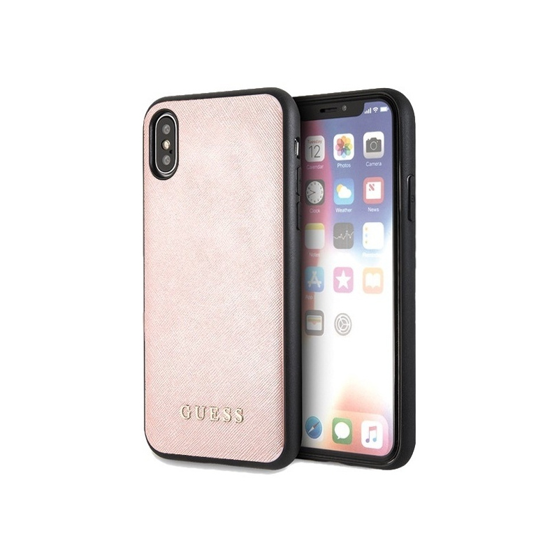 Guess GUHCI65SLSAPI iPhone Xs Max pink hard case Saffiano Silicone