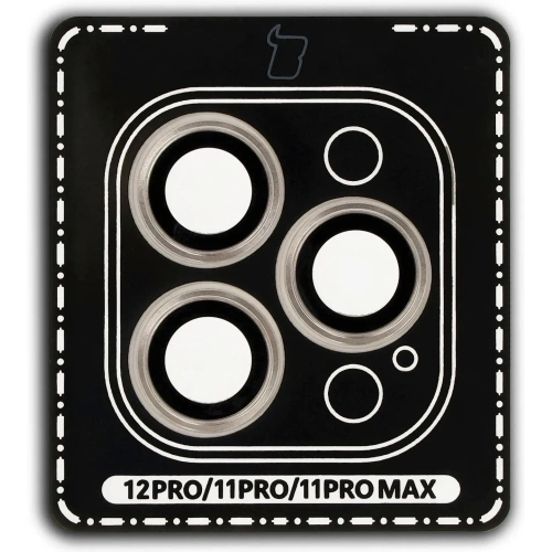 Szkło na aparat z aplikatorem Bizon Glass Snap Lens do Apple iPhone 12 Pro / 11 Pro / 11 Pro Max złota ramka