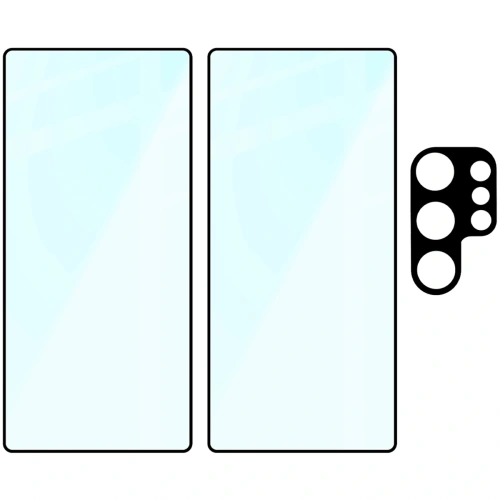 2x szkło na ekran + 1x na aparat BIZON Edge 2 Pack do Samsung Galaxy S25 Ultra