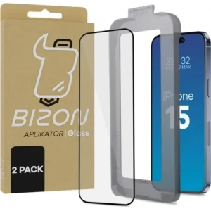 Hurtownia GSM - Szkło hartowane z ramką montażową Bizon Glass Aplikator do Apple iPhone 15 [2 PACK] - BIZ8825 - {ean13} - Hurt