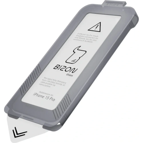 Szkło hartowane z ramką montażową Bizon Glass Aplikator do Apple iPhone 15 Pro [2 PACK]