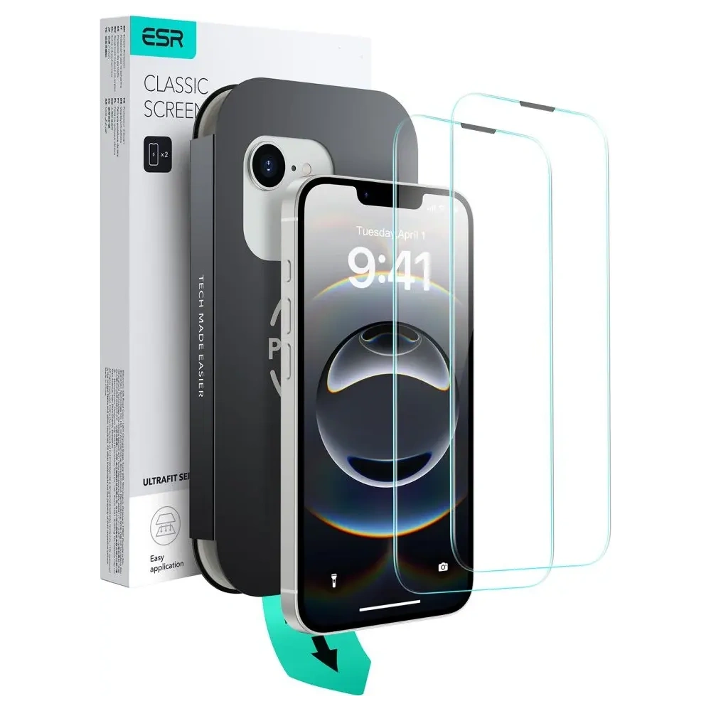 Hurtownia GSM - ESR Ultrafit Edzett Üveg Apple iPhone 13 / 13 Pro / 14 / 16e Átlátszó [2 CSOMAG] - ESR906 - {ean13} - Hurt