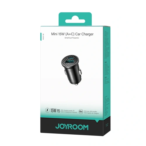 Ładowarka samochodowa Joyroom JR-CCN16 Mini USB-A, USB-C 15W czarna