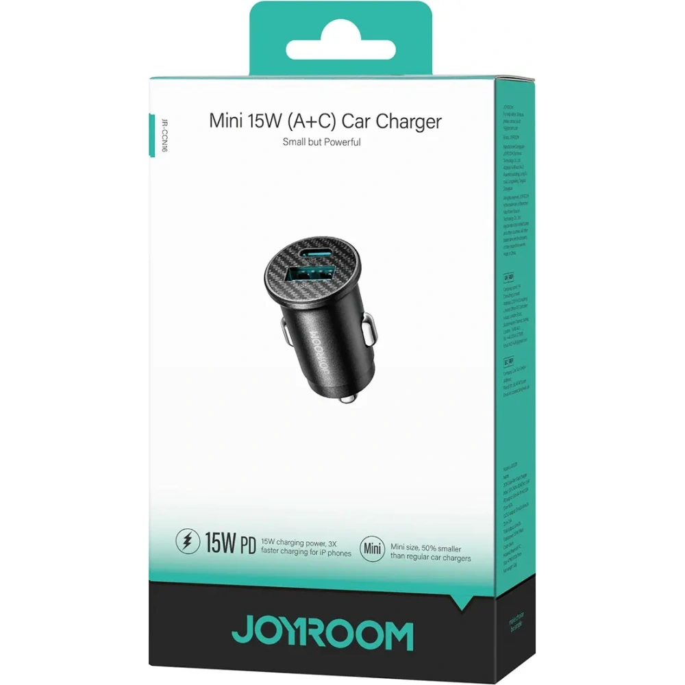 Hurtownia GSM - Joyroom autós töltő JR-CCN16 Mini USB-A, USB-C 15W fekete - JYR1138 - {ean13} - Hurt