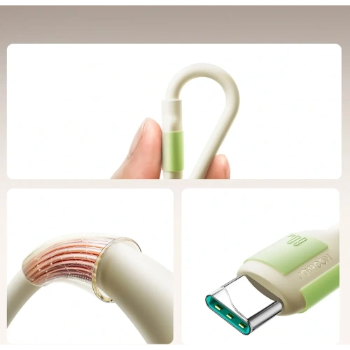 Kabel USB-C / USB-C Joyroom S-A53 60W z fluorescencyjną końcówką 2m beżowy