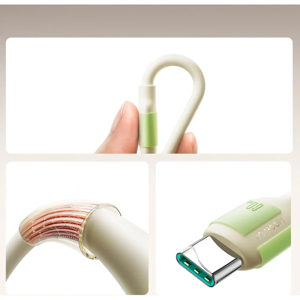 Hurtownia GSM - Joyroom S-A53 60W USB-C / USB-C kabel s fluorescenčním hrotem 2m béžový - JYR1146 - {ean13} - Hurt