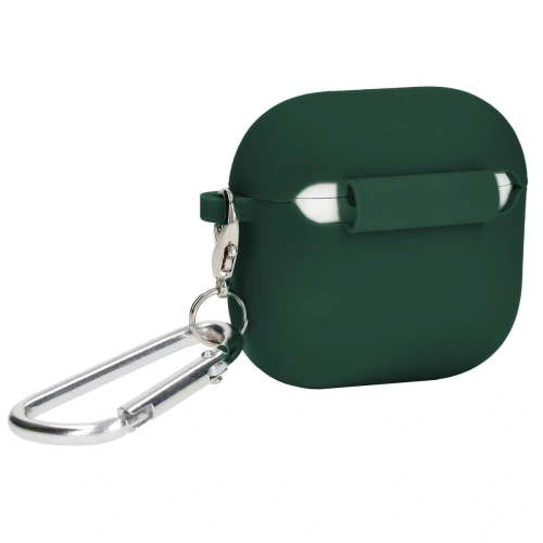 Silikonowe etui z karabińczykiem Bizon Case Headphone Silicone do Apple AirPods 4 ciemnozielone
