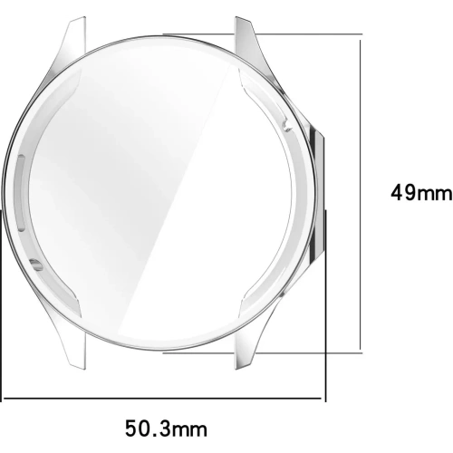 Etui z osłoną ekranu Bizon Case Watch Felipe do OnePlus Watch 3 / Oppo Watch X2 srebrne