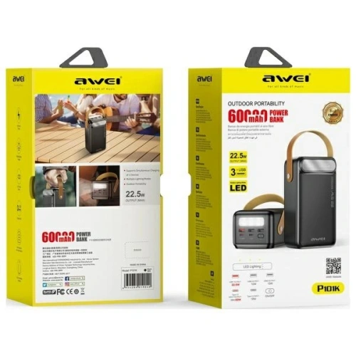 Powerbank AWEI P101K 60000mAh 22.5W czarny/black