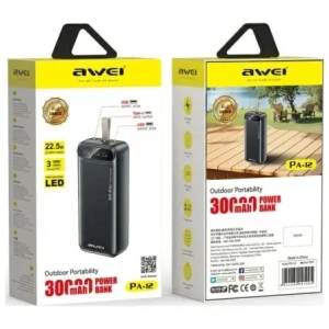Wholesale AWEI PA-12 30000mAh 22.5W powerbank black - AWEI243 - {ean13} - Hurt