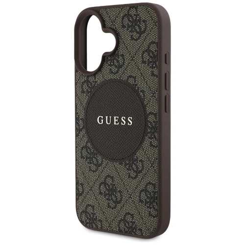 Etui Guess 4G Circle Classic Logo MagSafe do Apple iPhone 16 brązowy