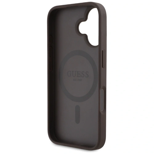 Etui Guess 4G Circle Classic Logo MagSafe do Apple iPhone 16 brązowy